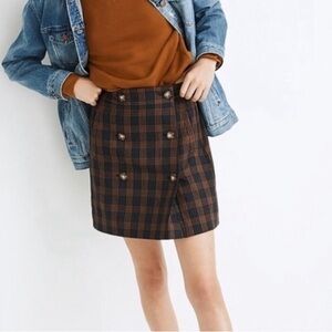 Madewell Brown Plaid Button Front Skirt Size XL